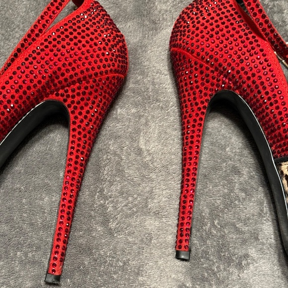 SM /PLATFORM LEOPARD PRINT RED RHINESTONE - Picture 5 of 10